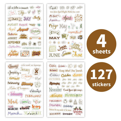 4sheets Colorful Monthly Calendar Stickers-Inspirational Quotes Design,Monthly Planner Sticker For Decor,Gift Wrapping,Diy Cr