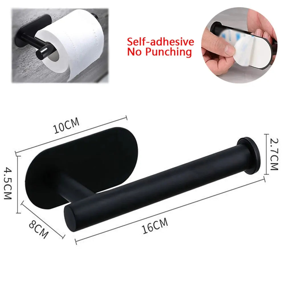 Adhesive Toilet Paper Holder Kitchen Roll Towel Rack Napkin Dispenser Absorbent Stand Tissue Hanger Bathroom Accessories - Pa