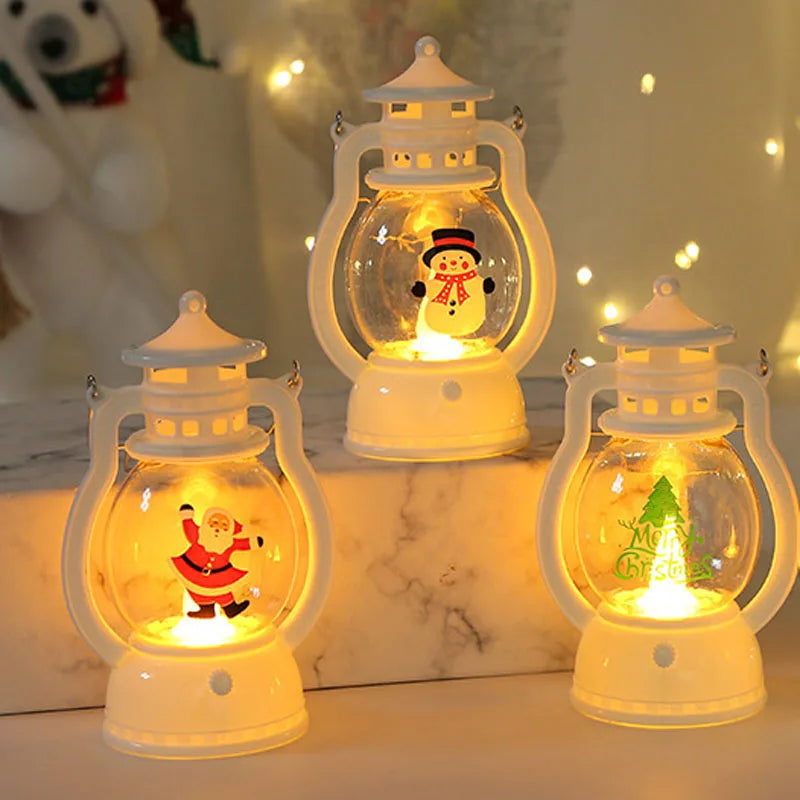 Portable LED Christmas Santa Claus Snowman Lanterns Indoor Decor Lights Battery Powered for Home Xmas New Year Navidad Orname