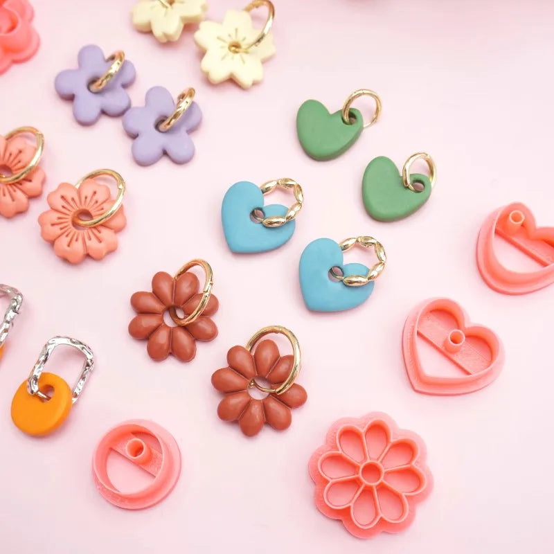 Flowers/Love Soft Ceramic Earring Mold Polymer Clay Cutter DIY Handmade Jewelry Pendant Quick Modeling Cutting Ceramic Tool