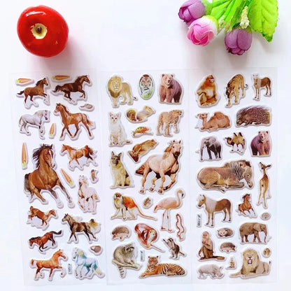 10 Sheets 3D Puffy Stickers Animals Bulk Stickers Scrapbook Decoration Birthday New Year Christmas Gifts for Kids Boys Girls