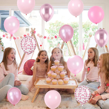 Pastel Pink White Latex Balloons Set Metallic Pink Confetti Balloon Wedding Bridal Shower Baby Shower Girls Birthday Decorati