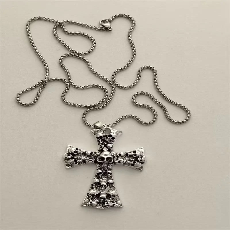 Vintage Cross Pendant Necklace Unisex Versatile Simple Long Sweater Chain Hip Hop Accessory - 23