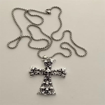 Vintage Cross Pendant Necklace Unisex Versatile Simple Long Sweater Chain Hip Hop Accessory - 23