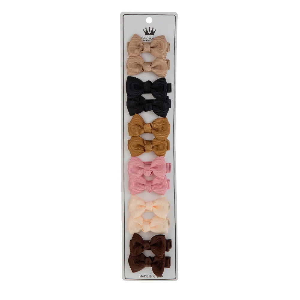 12Pcs/Lot Solid Color Grosgrain Ribbon Bowknot Kids Hair Clips Handmade Bows Baby Girls Barrettes Hairpins Photo Props Gift S