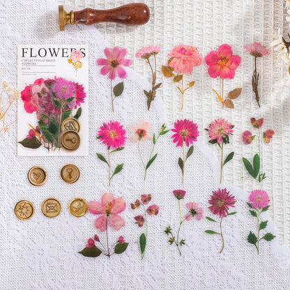 40 pcs/pack Vintage Dried flower Leaf specimen Stickers aesthetic Creativity Decor Junk Journal Scrapbooking Material Supplie