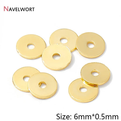14K Gold Plated Oval Stripe Spacer Beads,Beads Separator,Brass Metal Flat Spacer Beads For Bracelet Necklace Making Accessori