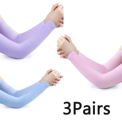 Ice Silk Sleeve Sunscreen Cuff Arm Sleeves Long Gloves Sun UV Protection Hand Protector Cover Anti-Slip Summer Outdoor Riding
