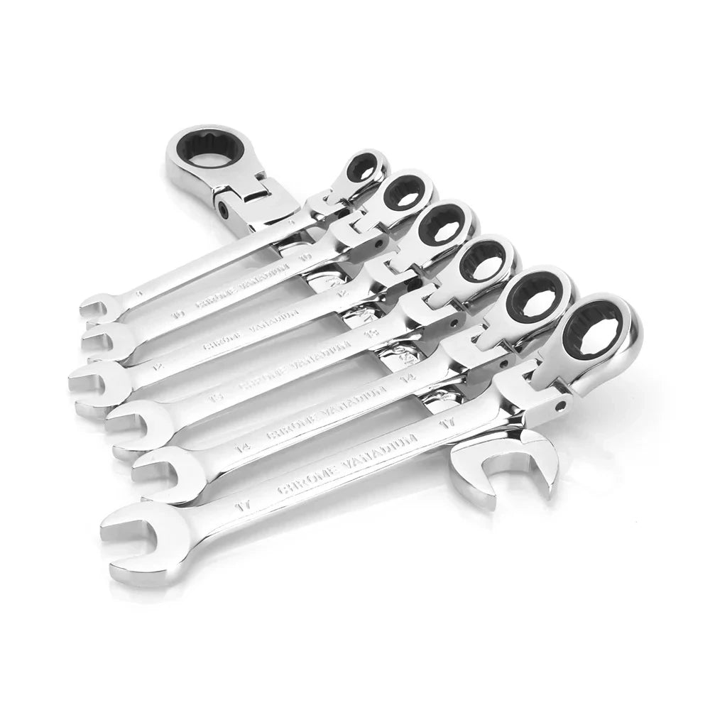 1-Piece Ratchet Wrench of Keys Spanner Hand Tool 72-Tooth Ratcheting Flexible Head Mirror Finish