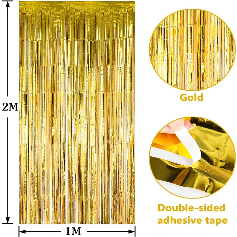 as a Party Metallic Tinsel Foil Fringe Curtains Backdrop for Birthday New Year Eve Party Photo Wedding Baby Shower Decor
