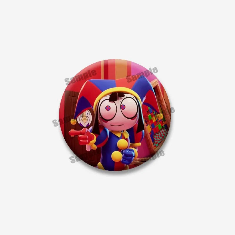 Creative Funny P-Pomni Enamel Pins Cute Cartoon Character Round Brooch DIY Backpack Jacket Collar Badge Jewelry Gifts for Fri