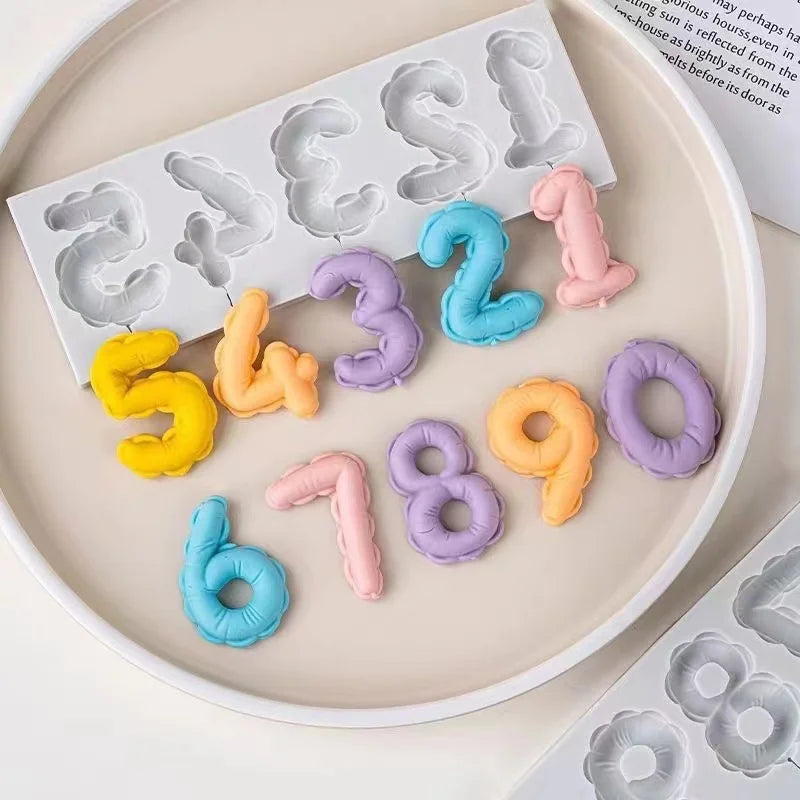 1PCS/2PCS DIY Number Fondant Cake Decorating Silicone Mould Lollipop Chocolate Baking Tool Resin Clay Handmade Gift Making Mo