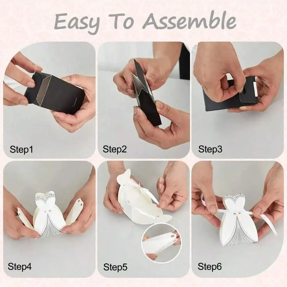 50pcs Wedding Favor Boxes Small Wedding Party Favor Boxes Bride and Groom Candy Boxes forDress and Tuxedo Favor Boxes
