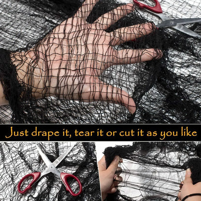 76x183cm Halloween Decorations Black Creepy Gauze Cloth Window Table Door Net Spooky Fancy Dress Party Haunted House Wall Dec