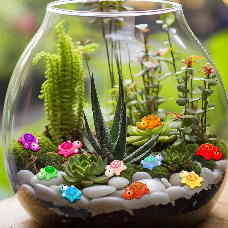 100pcs Glow in The Dark Resin Turtle Figurines | Cute Miniatures for Fairy Garden, Micro Landscape, Dollhouse Decor Crafts