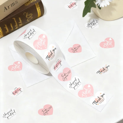 100-500pcs Heart Pink Thank You Stickers For Supporting Business Package Decoration "Gorgeous Thanks" Business Stickers