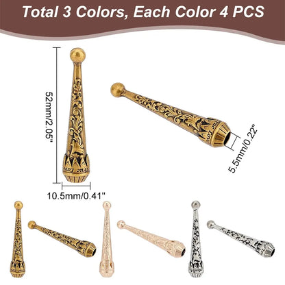 Bolo Tie Tips Replacement End Caps Alloy Long Bolo Cap Buckle Replacement Fashion Findings for Bolo Necklace 12pcs