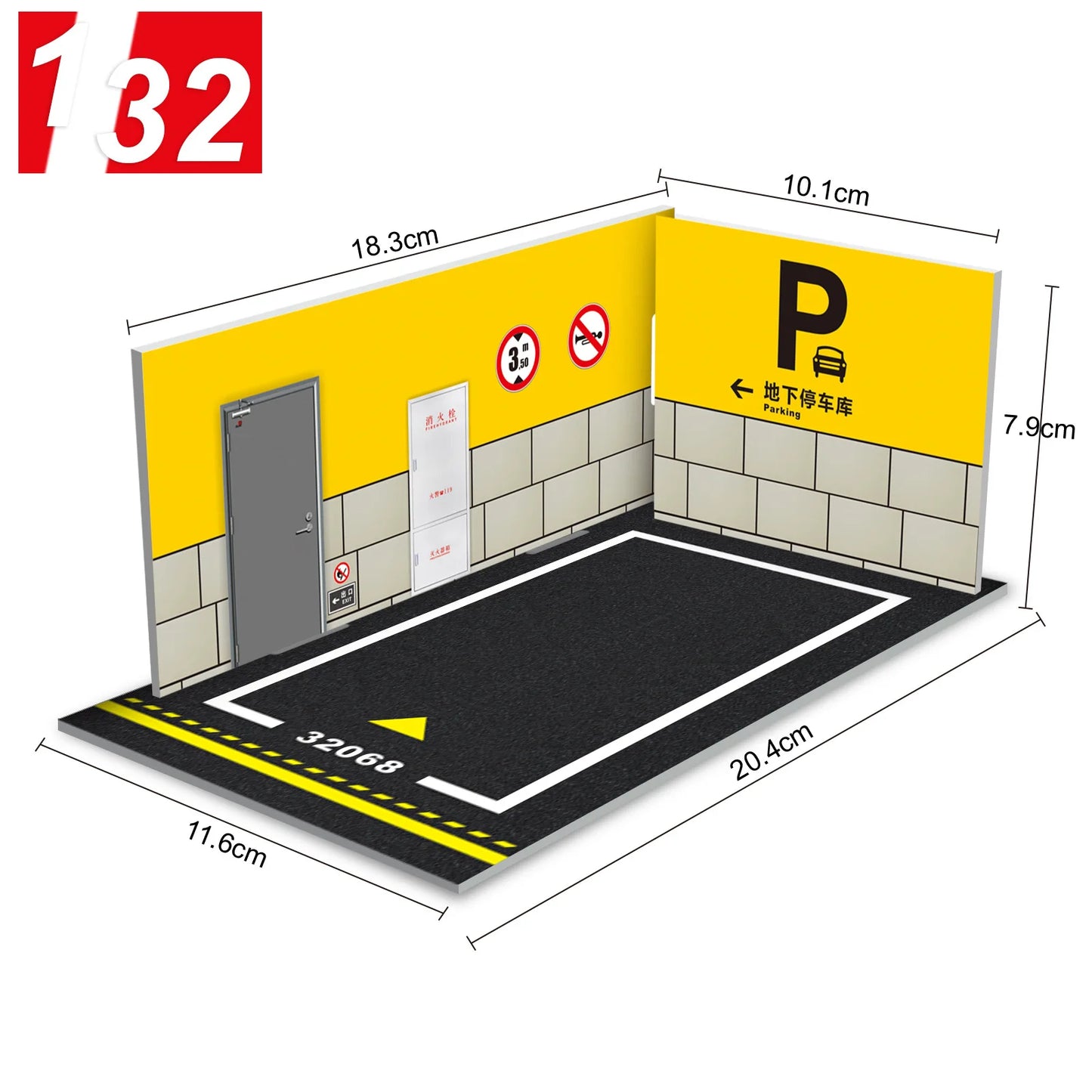 Diorama 1 32 Model Parking Space Diecast Car Miniature Cars Alloy Model PVC Board Scene Garage Background Wall DIY Ornament