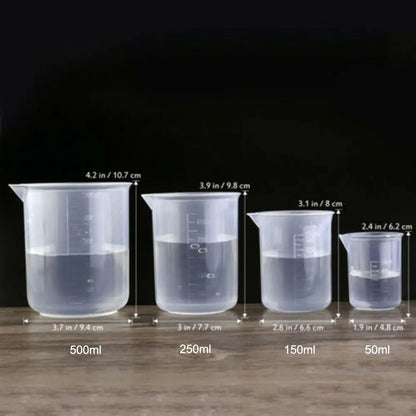 1/4Pcs 50/150/250/500ml Plastic Measuring Cup for Laboratory Beaker Graduated Mug Kitchen Baking Supplies Measurement Tool