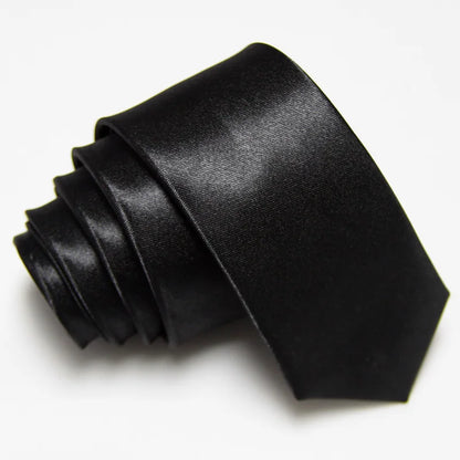 Fashion 5CM Skinny Slim Narrow Ties for man Solid Color Black Red Blue Patterns Necktie For mens Neck Tie Neckwear - Black