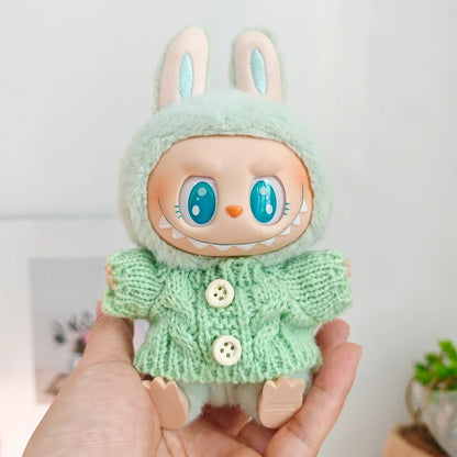 Clothes For Labubu 17cm II Idol Dolls Sitting Party The Monster Outfit Accessories Clothing Lovely Gift Cute Sweater Hat And 
