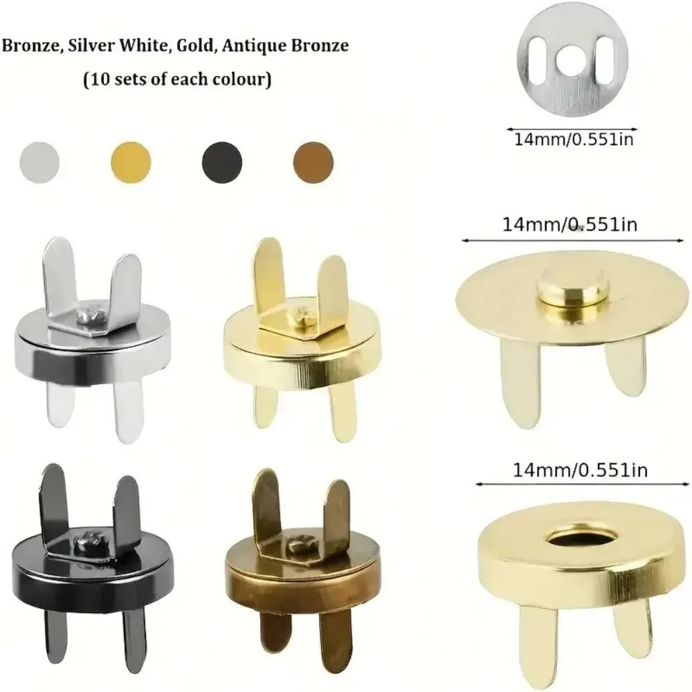 10 Pcs/Pack 14-18MM Magnetic Snap Fasteners Clasps Buttons Handbag