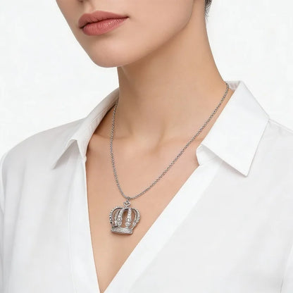 Elegant Crown Pendant Necklace Large Clavicle Chain Sweater Chain Fashion Jewelry Accessory Multiple Colors for Women Girls G