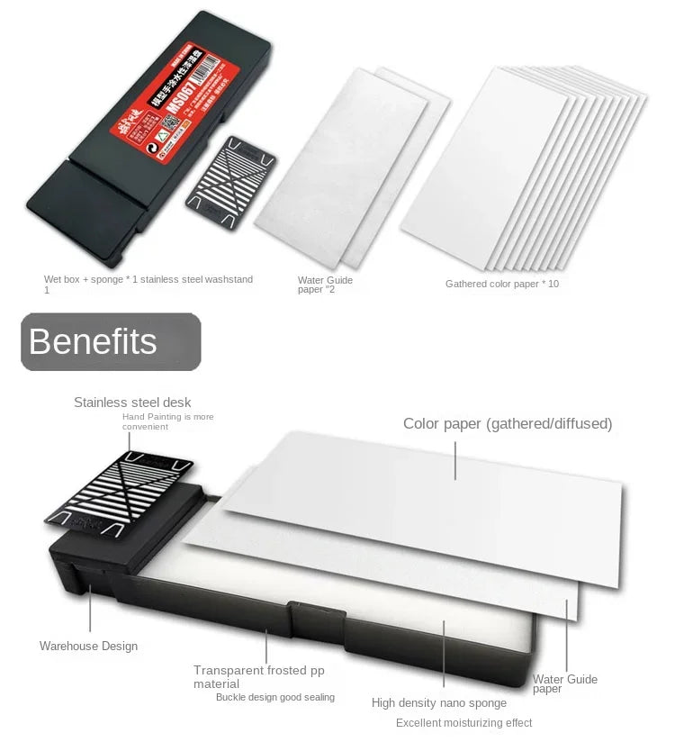 Water-based Paint Set Hand-painting Wet Palette Coloring Tool Pigment Toning Moisturizing Box for Tools Hobby DIY