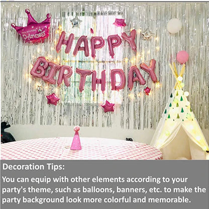 as a Party Metallic Tinsel Foil Fringe Curtains Backdrop for Birthday New Year Eve Party Photo Wedding Baby Shower Decor