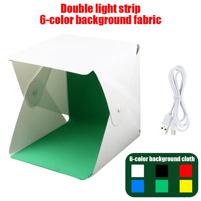 Mini Folding Photobox Photography LED Light Room Photo Studio Light Tent Box With 6 Colors Backdrops Photobox For DSLR Camera