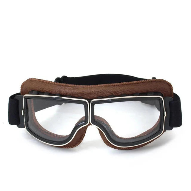 Bicycle Motorcycle Glasses Windproof Motorcycle Helmet Glasses Sunglasses Retro Universal Leather Retro Motorcycle Accessorie