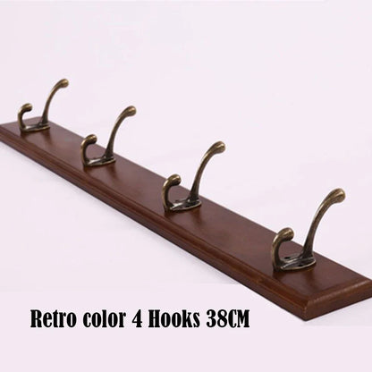 Wall Mounted Solid Wood Coat Rack with Hooks Hats Clothes Hanger Closet Organizer Perchero Furniture for Hallway Entrance Dec