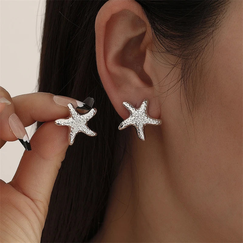Vintage Metal Shell Stud Earrings for Women Trendy Accessories Personalization Jewelry Earrings Daily Wear Creative Jewelry G