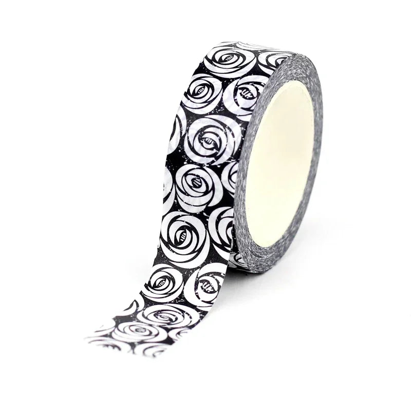 NEW 1PC 10M Decorative Black and White Japanese Washi Tape Set DIY Journaling Adhesive Moon Masking Tape Cute Stationery
