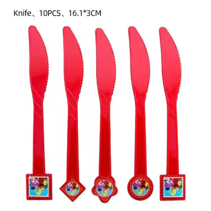 Cartoon Sesames Street Birthday Party Decor Elmo and Friends Theme Tablecloth Plate Balloon Set Cake Decor Baby Shower - 10pc