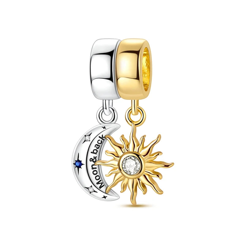 925 Sterling Silver Charms Fit Original Bracelets Star Moon Sun Spaceman Pendant Beads DIY Women Necklaces Jewelry - 31