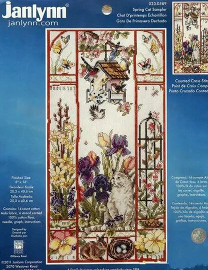 Gold Collection Lovely Counted Cross Stitch Kit Spring Summer Autumn Winter Cat Sampler Janlynn 023-0585 0580 0579, Season Ca