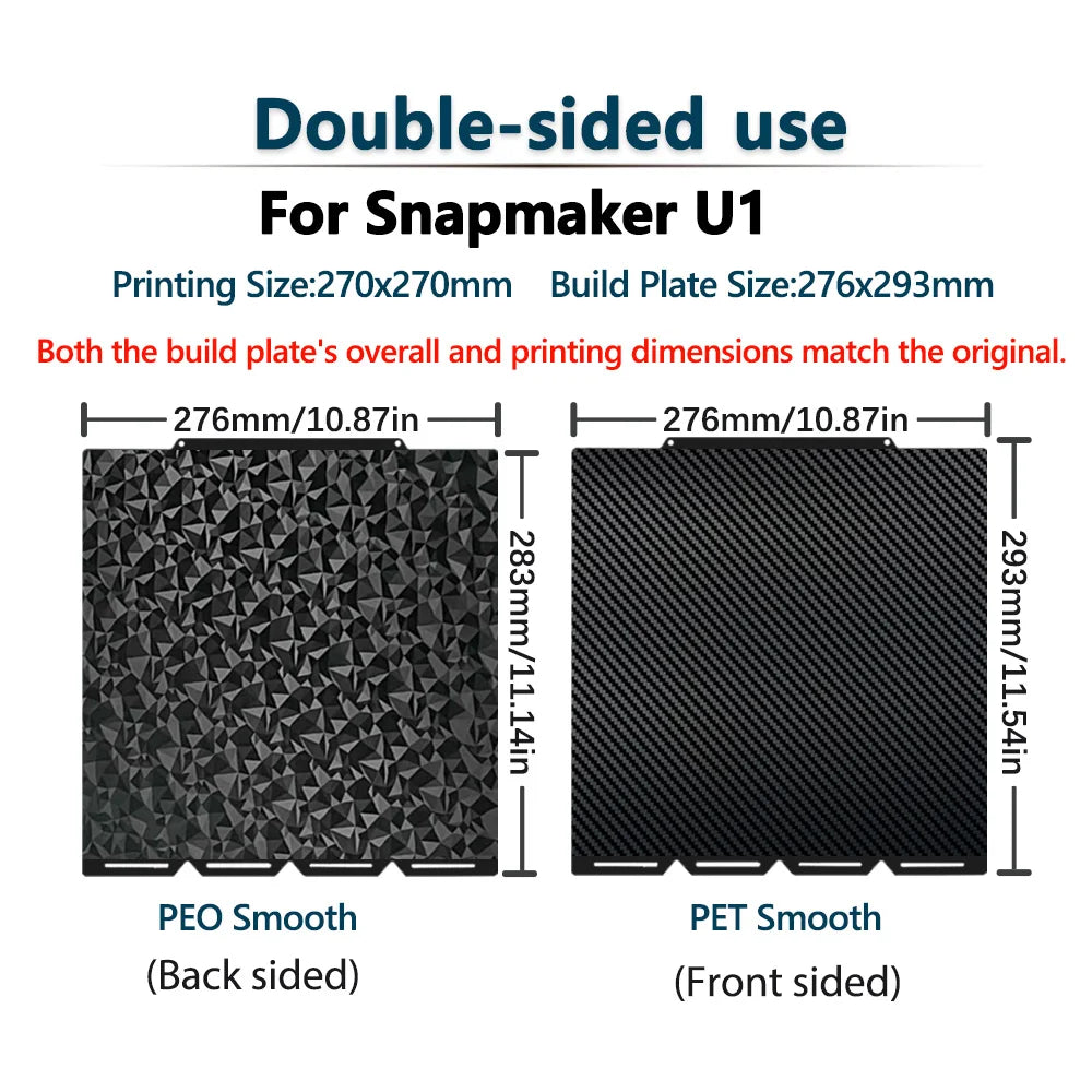 Snapmaker U1 Low Temp 3D Printer Cool Plate Double-Sided Printing Sheet for PLA/PETG Strong Adhesion 3D Printer Build Surface