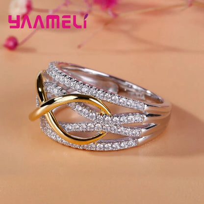 Infinity Love Ring 925 Sterling Silver Color Shining Cubic Zircon Bowknot Letter 8 Eternity Promise Jewelry for Woman Girlfri