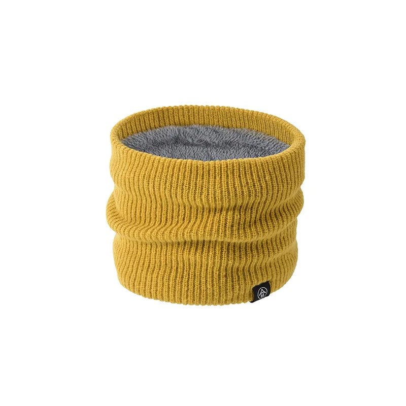 Unisex Winter Warm Scarf Thicken Fleece-Lined Knitted Neck Gaiter Outdoor Cycling Scarves Fashion Simple Solid Color Mask Sca