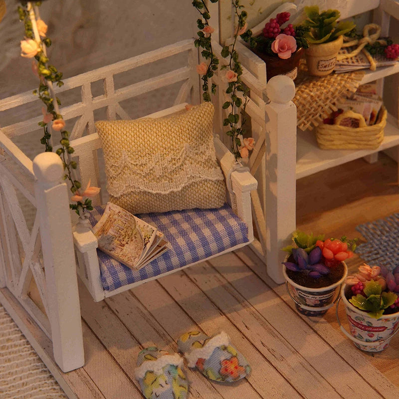 Kitten Mini Doll House 3D Puzzle Assembly Model Building Kit Creative Room Bedroom Decoration With Furniture Wooden Crafts Gi