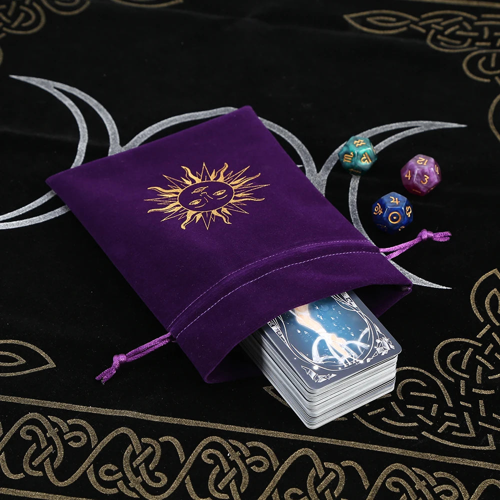 1Pcs Tarot Storage Velvet Bag Drawstring Suede Pocket Board Game Card Embroidery Package Witchcraft Supplies for Altar Tarot 