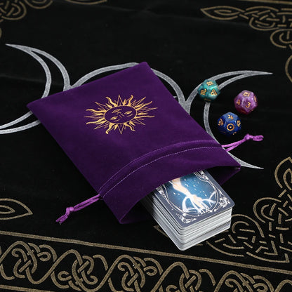 1Pcs Tarot Storage Velvet Bag Drawstring Suede Pocket Board Game Card Embroidery Package Witchcraft Supplies for Altar Tarot 