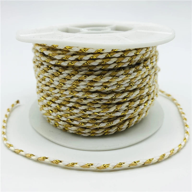 5yards/Lot 2.5mm Gold Line 100% Cotton Cord Rope Chinese Knot Macrame Cord Rope For Jewelry Making For Shamballa Bracelet - 0