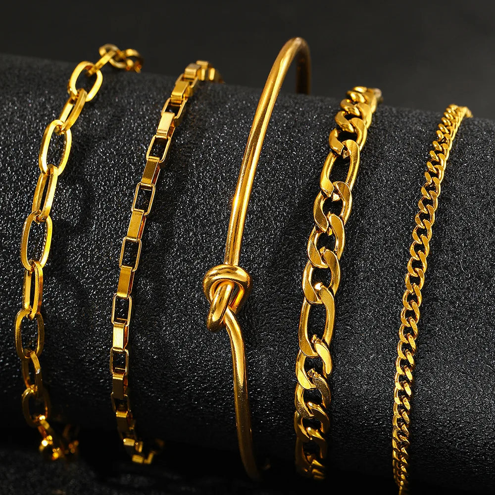 Stainless Steel Bohemian Style Personalized Anklet - F46 Gold