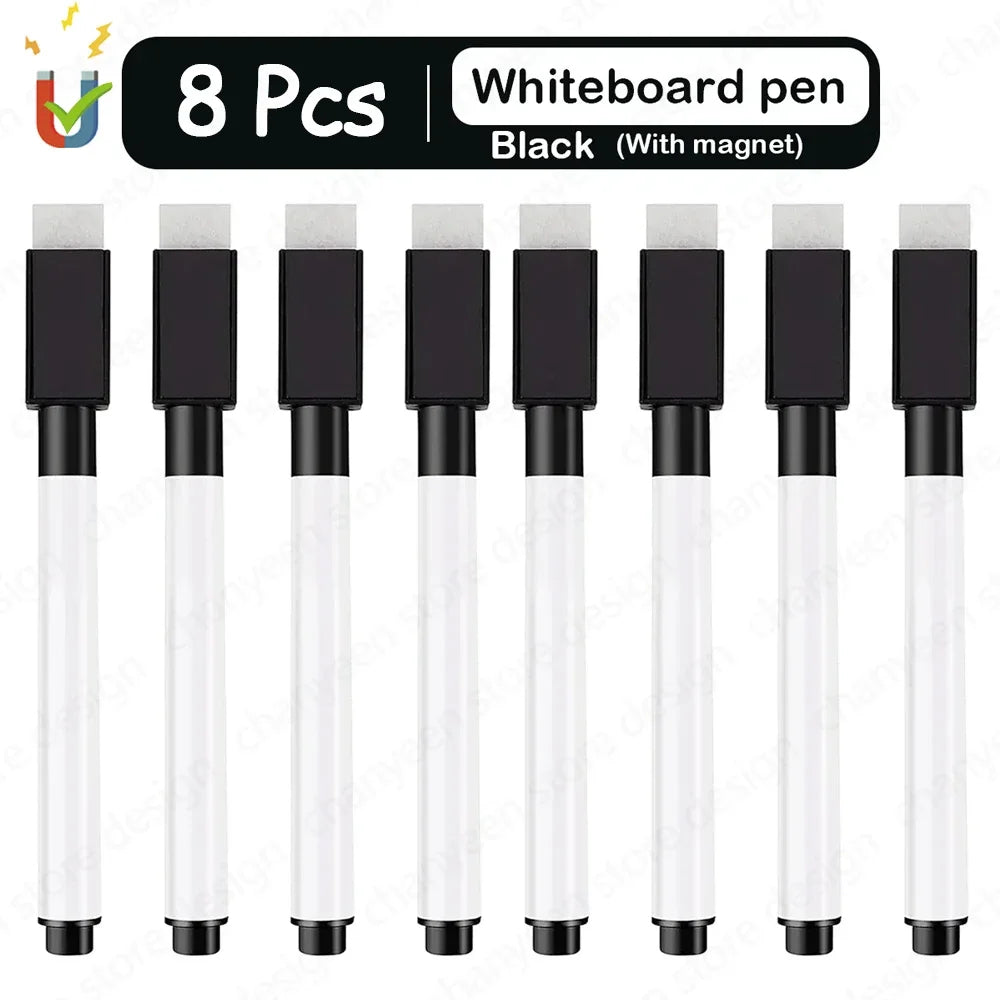 4/8Pcs Magnetic Erasable Whiteboard Pen Color Options Numbering Stationery Office Teaching Supplies for Blackboard Student No