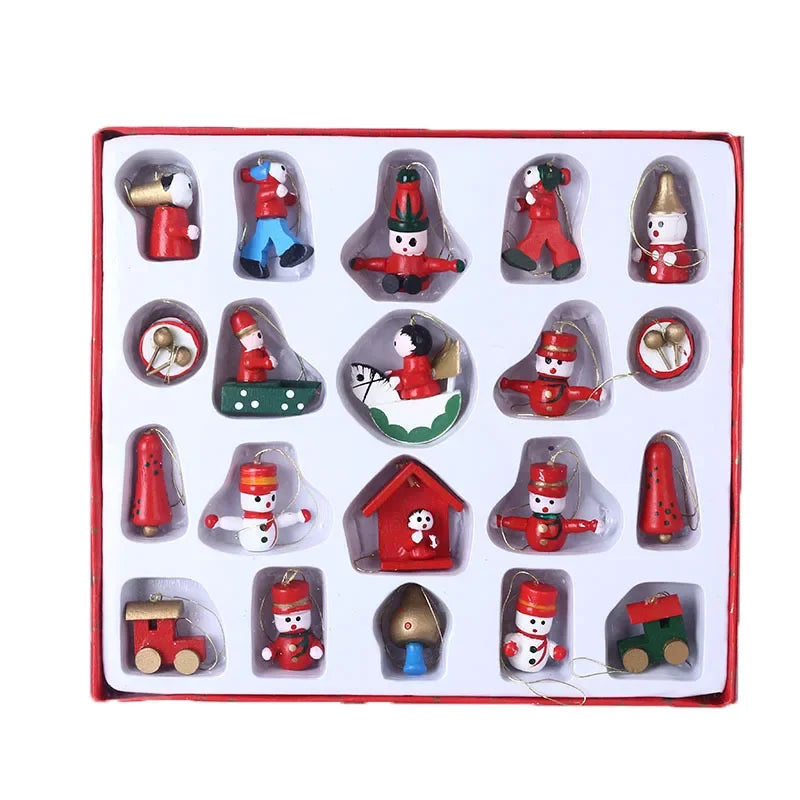 Creative Christmas Tree Decoration Wooden Small Pendant Small Ornaments Boxed Window Props Ornaments Christmas Decorations