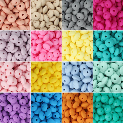 100/50/20Pcs 12mm Siilcone Beads Lentil Loose Spaced Bead for Jewelry Making DIY Beaded Pen Bracelets Necklace Keychain BPA F