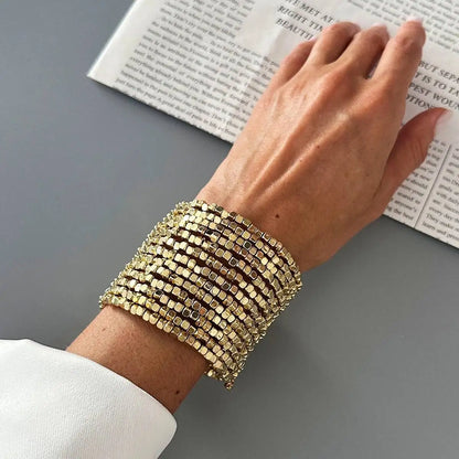 Vintage Multi Layer Wide Bracelet for Women Punk CCB Acrylic Bead Chain Bangle Bracelet 2026 Fashion Jewelry Accessories - Go