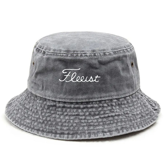 Vintage Washed Bucket Hat Fish Logo Sun Protection Outdoor Casual Hat for Men Women Bucket Hats